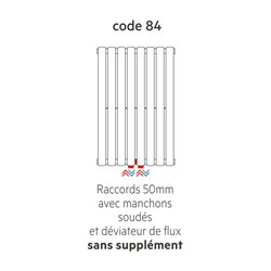 Radiateur eau chaude Piano Vertical Double 1081 Watts, Hauteur 1220 mm Double Raccordement par le bas sur manchons soudés