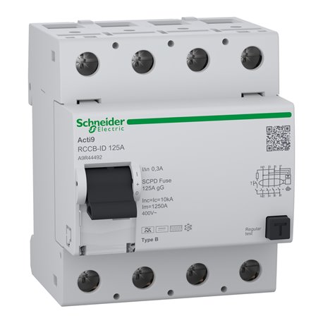 Interrupteur différentiel Acti9 RCCB-ID 4P 125A Type B 300mA A9R44492