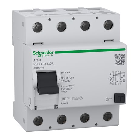 Interrupteur différentiel Acti9 RCCB-ID 4P 125A Type B 500mA A9R46492