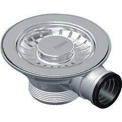 Bonde manuelle Ø90 mm avec trop-plein pour évier inox 027576