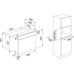 Micro-ondes combiné encastrable Mythos FMY 45 MW BK 40 Litres Noir 930550