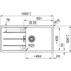 Evier Centro Fragranit CNG 611-XL Noir mat automatique 121650