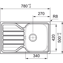 Evier Fash Inox FLN 611-78 Inox Lisse manuel 780 x 500 mm 464610