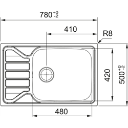 Evier Flash Inox FLL 611-XLC Inox-Dekor manuel 780 x 500 mm avec grande cuve 464641