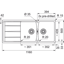 Evier Centro Fragranit CNG 621 Onyx automatique 121766