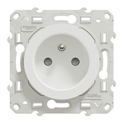 Lot de 40 prises de courant 2P+T Odace S523059P Blanc 