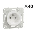 Lot de 40 prises de courant 2P+T Odace S523059P Blanc 