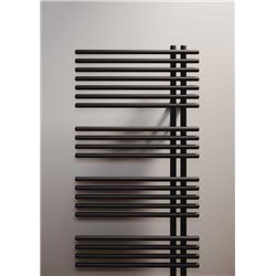 Sèche serviette électrique Funky_S 500 Watts, Mât à droite Noir Opaque YRM050GK1A401NNN-K1-SP-DESTOCK