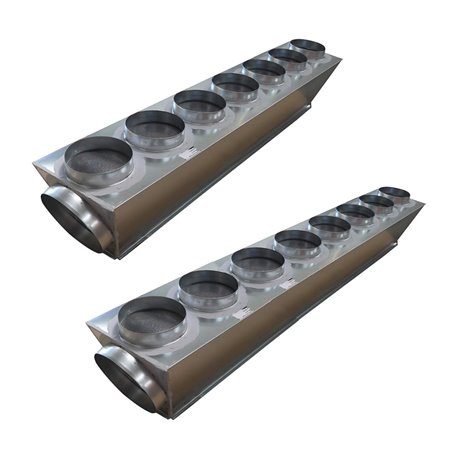 Plénum de soufflage sur mesure 10-13 kWatts, 8 à 9 piquages Plénum de soufflage sur mesure 10-13 kWatts, 8 à 9 piquages