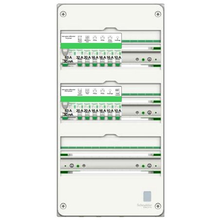 Coffret électrique Resi9 monté câblé R9HPNFC15137P 3 rangées de 13 modules 63 A Coffret électrique Resi9 monté câblé R9HPNFC15137P 3 rangées de 13 modules 63 A