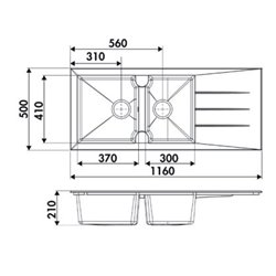 Evier Ancoswing 2 bacs + 1 égouttoir Blanc