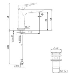 Mitigeur lavabo Ancodesign H 164 mm Chromé