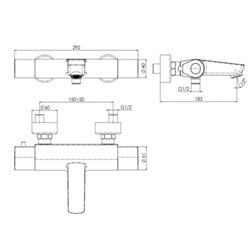 Mitigeur bain-douche monocommande mural Ancodesign