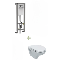 Bâti-support Ancoflash universel110 cm et WC suspendu Ancoeco sans plaque de déclenchement