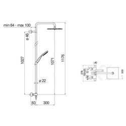 Colonne de douche thermostatique mitigeur mural Ancodesign