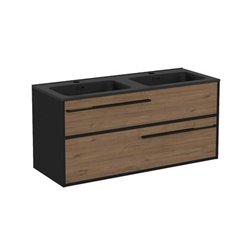 Caisson Black New Anco 120 cm noir mat et chêne rouille
