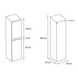 Colonne suspendue Ancoflash 2 portes 160x35x35 cm Blanc
