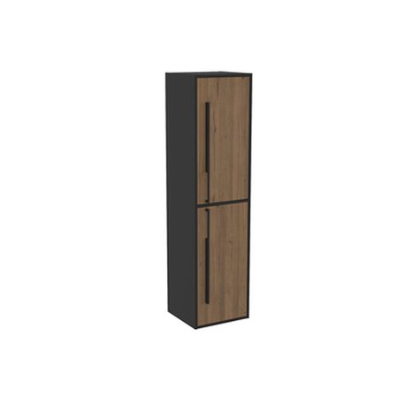 Colonne Black New Anco 2 portes 160x35x35 cm Noir mat et chêne rouille charnières à droite