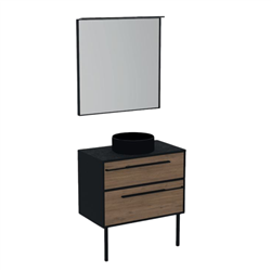 Caisson Black New Anco 80 cm noir mat et chêne rouille