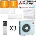 Mitsubishi Tri-split MXZ-3F68VF + 2 X MSZ-EF22VGKW + MFZ-KT25VG