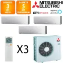 Mitsubishi Tri-split MXZ-5F102VF + MSZ-EF22VGKS + 2 X MSZ-EF42VGKS
