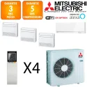 Mitsubishi Quadri-split MXZ-5F102VF + 3 X MFZ-KT25VG + MSZ-EF35VGW
