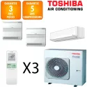 Toshiba Tri-split Daiseikai RAS-4M27G3AVG-E + 2 X RAS-B10J2FVG-E + RAS-B10S4KVPG-E