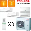 Toshiba Tri-split Daiseikai RAS-5M34G3AVG-E + 2 X RAS-B13S4KVPG-E + RAS-B13J2FVG-E