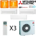 Mitsubishi Tri-split MXZ-6F122VF + MSZ-AY15VGK + 2 X MSZ-AP60VGK