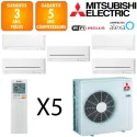 Mitsubishi Quintuple-split MXZ-6F122VF + 2 X MSZ-AY15VGK + 2 X MSZ-AY20VGK + MSZ-AP60VGK