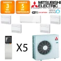 Mitsubishi Quintuple-split MXZ-6F120VF + MSZ-EF18VGKW + 3 X MFZ-KT25VG + MFZ-KT50VG