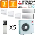 Mitsubishi Quintuple-split MXZ-6F120VF + 2 X MSZ-EF18VGKS + 2 X MFZ-KT25VG + MFZ-KT50VG