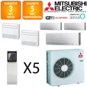 Mitsubishi Quintuple-split MXZ-6F120VF + 2 X MFZ-KT25VG + 2 X MSZ-EF25VGKS + MSZ-EF42VGKS