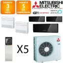 Mitsubishi Quintuple-split MXZ-6F120VF + MSZ-EF18VGKB + MSZ-EF22VGKB + MSZ-EF25VGKB + 2 X MFZ-KT35VG