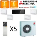 Mitsubishi Quintuple-split MXZ-6F120VF + MSZ-EF18VGKB + 3 X MFZ-KT25VG + MFZ-KT50VG