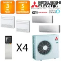 Mitsubishi Quadri-split MXZ-6F120VF + MSZ-EF18VGKS + 2 X MFZ-KT35VG + MSZ-EF35VGKS