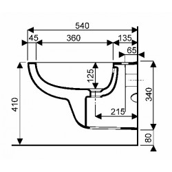 Bidet suspendu Renova Plan dégagement au sol 7 cm 34x35x54 cm