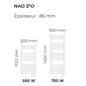 NAO-3EO sèche-serviettes fluide 500W - blanc - largeur 500 mm