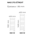 NAO-3EO sèche-serviettes fluide 500W - blanc - largeur 500 mm