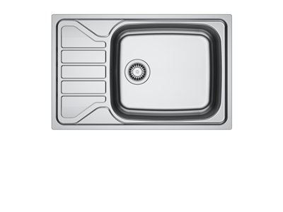 Evier Flash Inox FLN 611-XLC Inox Lisse manuel 780 x 500 mm avec grande cuve 464634
