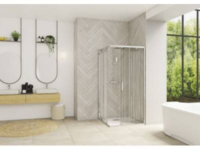 Porte de douche Smart Design A/C Verre transparent 70 cm Blanc