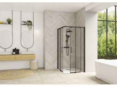 Porte de douche Smart Design A/C sans seuil Verre transparent 70 cm Blanc