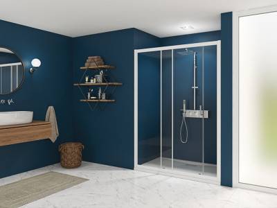 Porte de douche Smart Express C 90 cm Profilé blanc