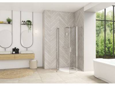 Porte de douche Smart Design R/P sans seuil Blanc 90x90cm