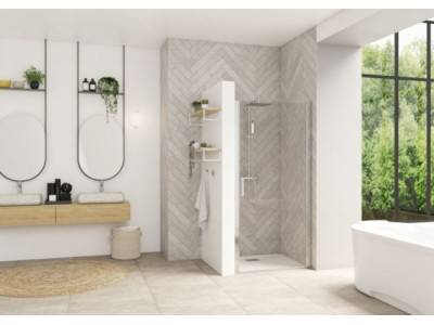 Smart Design P sans seuil PA9041BTNE 75cm Blanc Verre transparent