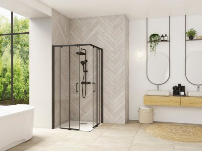 Porte de douche Smart Design A/C sans seuil Verre transparent 70 cm Blanc