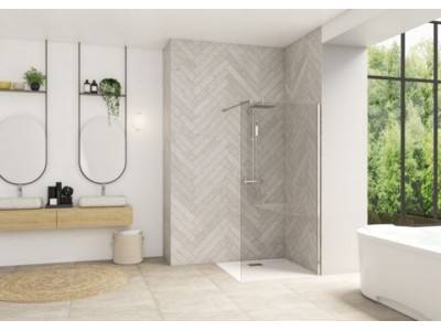 Paroi de douche Smart Design Solo Verre transparent, avec barre droite 70 cm Chromé