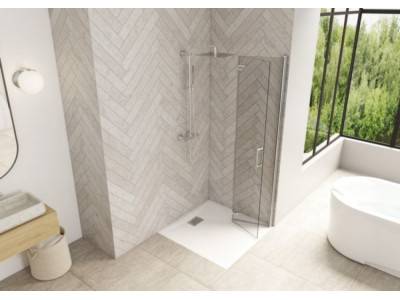 Porte de douche Smart Design Solo S Verre transparent 70 cm Blanc