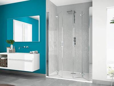 Porte de douche Smart Design S XXL sans seuil Verre transparent 110 cm Blanc
