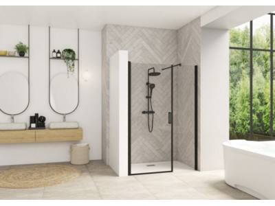 Paroi de douche Smart Design Porte centrale sans seuil Verre transparent 110 cm Blanc